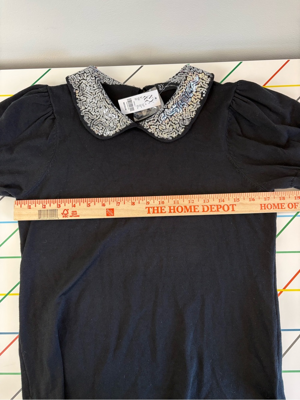 Twee Black Sweater Top Sequin Peter Pan Collar Medium Tags Indie Sleaze Mod - Picture 7 of 11